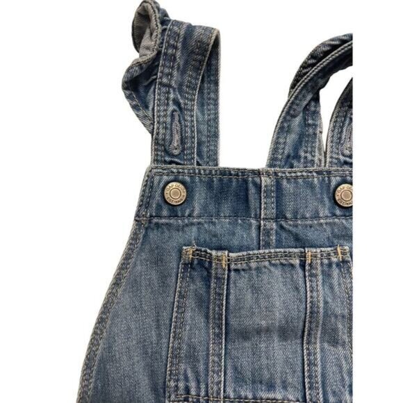 Baby GAP Denim Short Overalls Infant Girls Size 18 - 24 months Excellent very ge - Picture 4 of 5